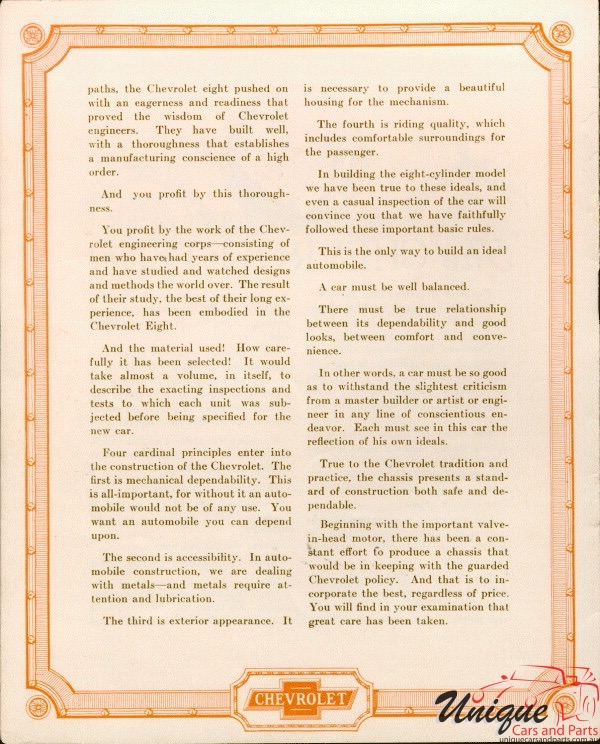 1918 Chevrolet V8 Brochure Page 1